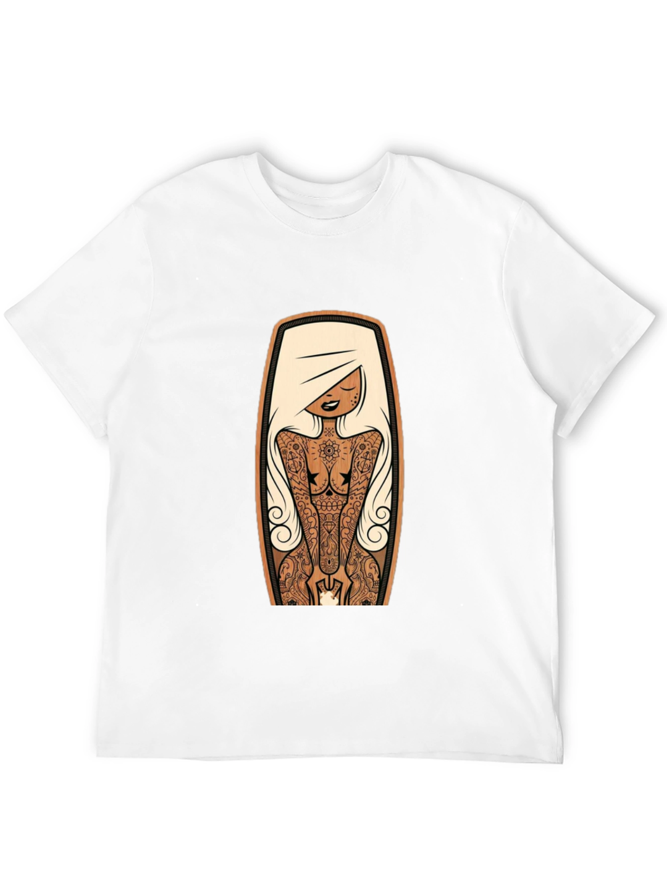 Tattooed Lady Graphic Tee - Black Crew Neck