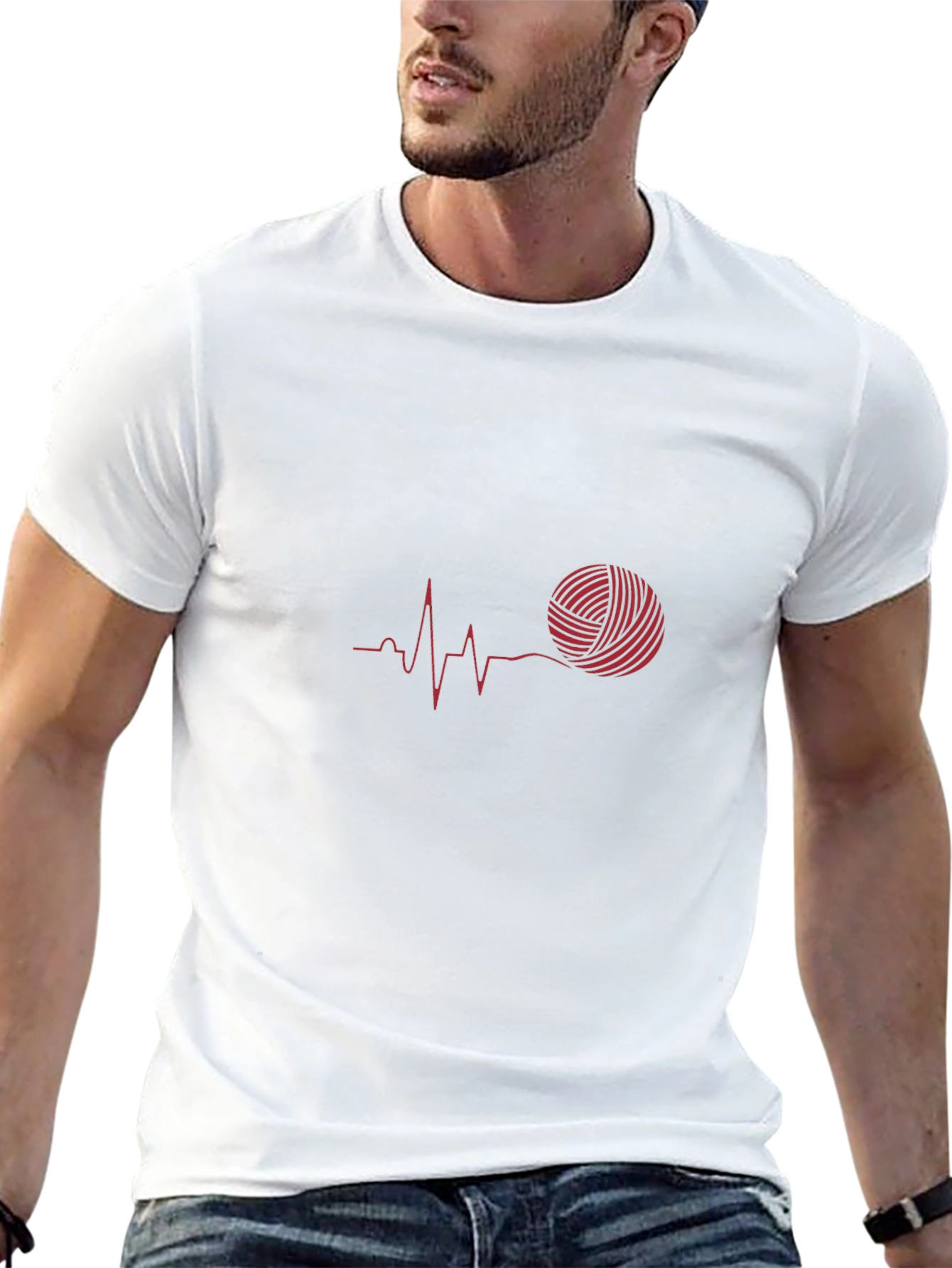 Yarn Heartbeat Tee - Black Knit Lover T-Shirt