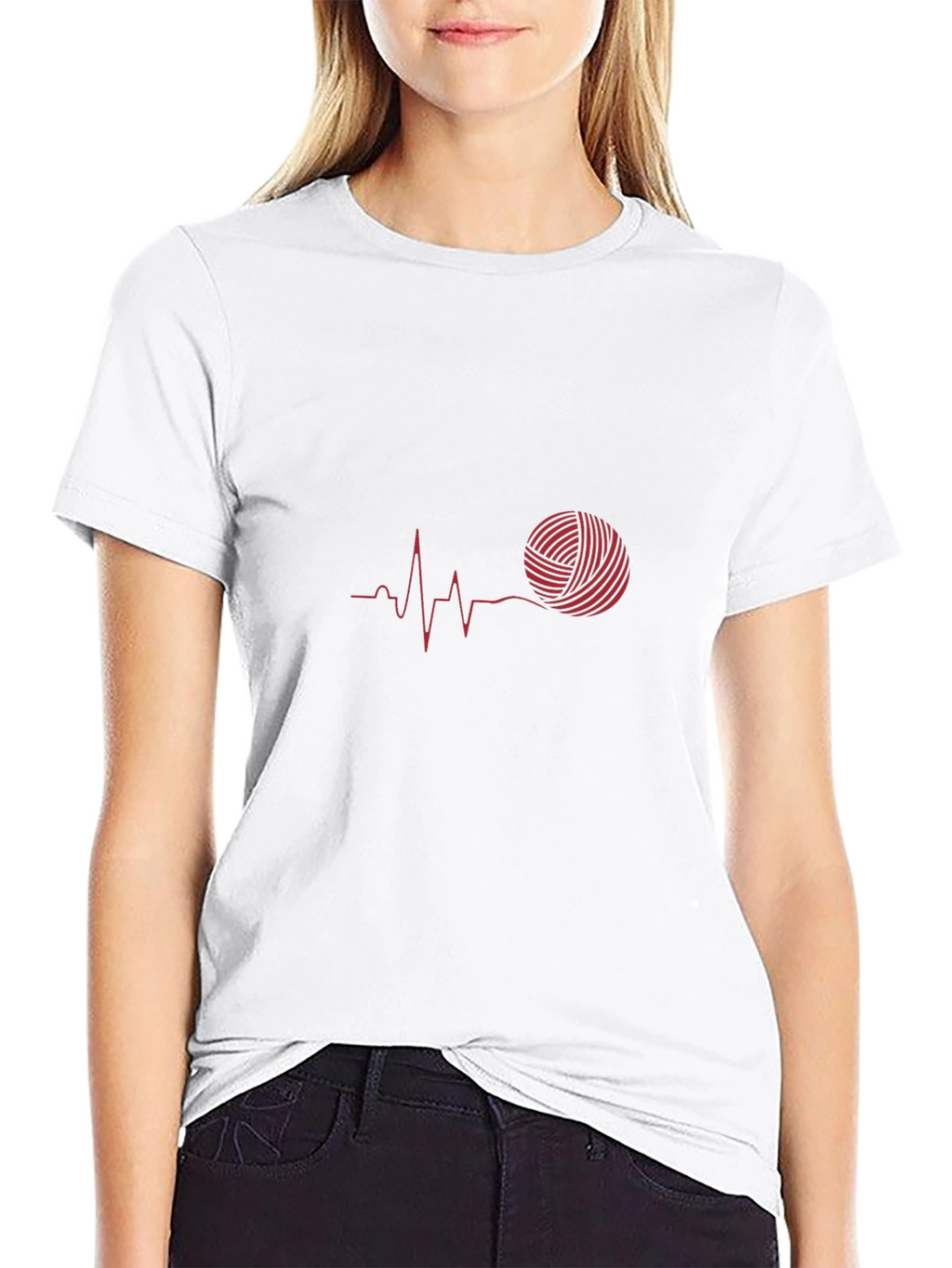 Yarn Heartbeat Tee - Black Knit Lover T-Shirt