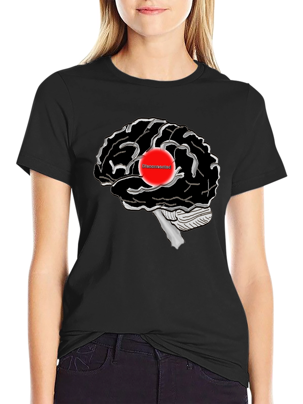 Disconnected Brain Graphic T-Shirt - Black