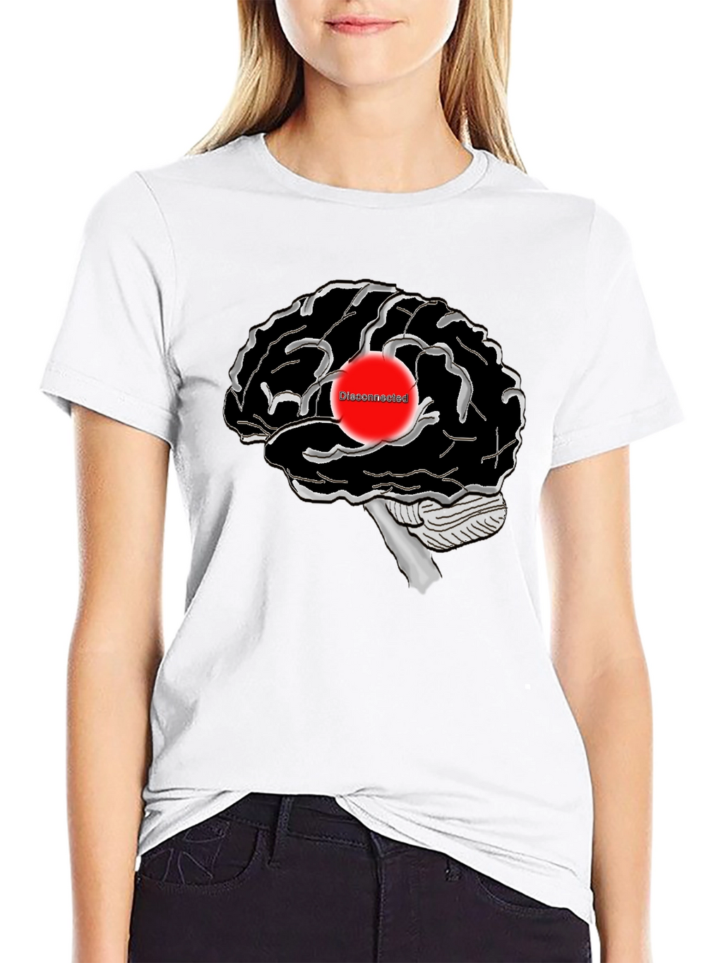 Disconnected Brain Graphic T-Shirt - Black