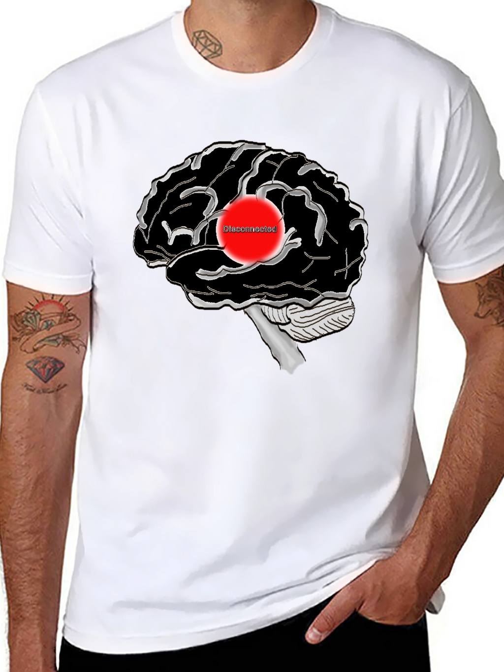 Disconnected Brain Graphic T-Shirt - Black