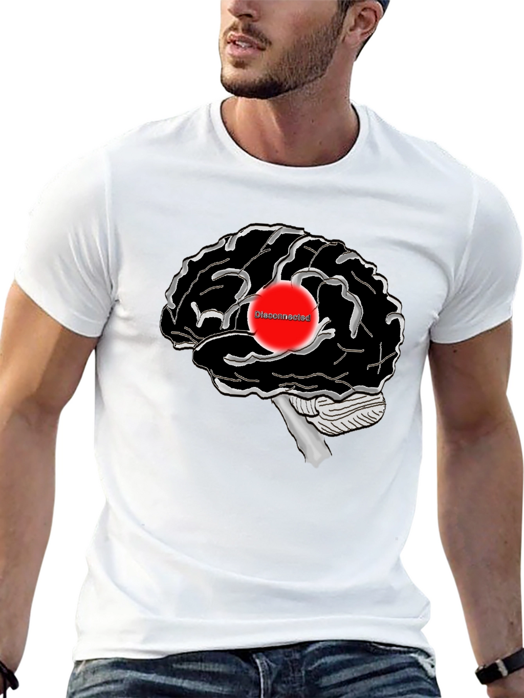 Disconnected Brain Graphic T-Shirt - Black