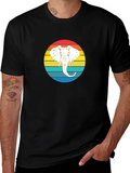 Retro Elephant Graphic Tee - Mens Black T-Shirt