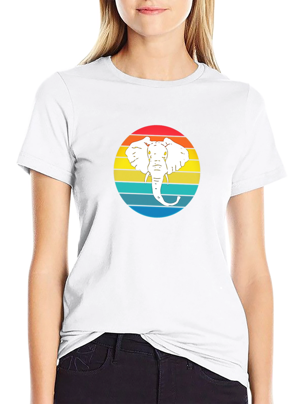 Retro Elephant Graphic Tee - Mens Black T-Shirt