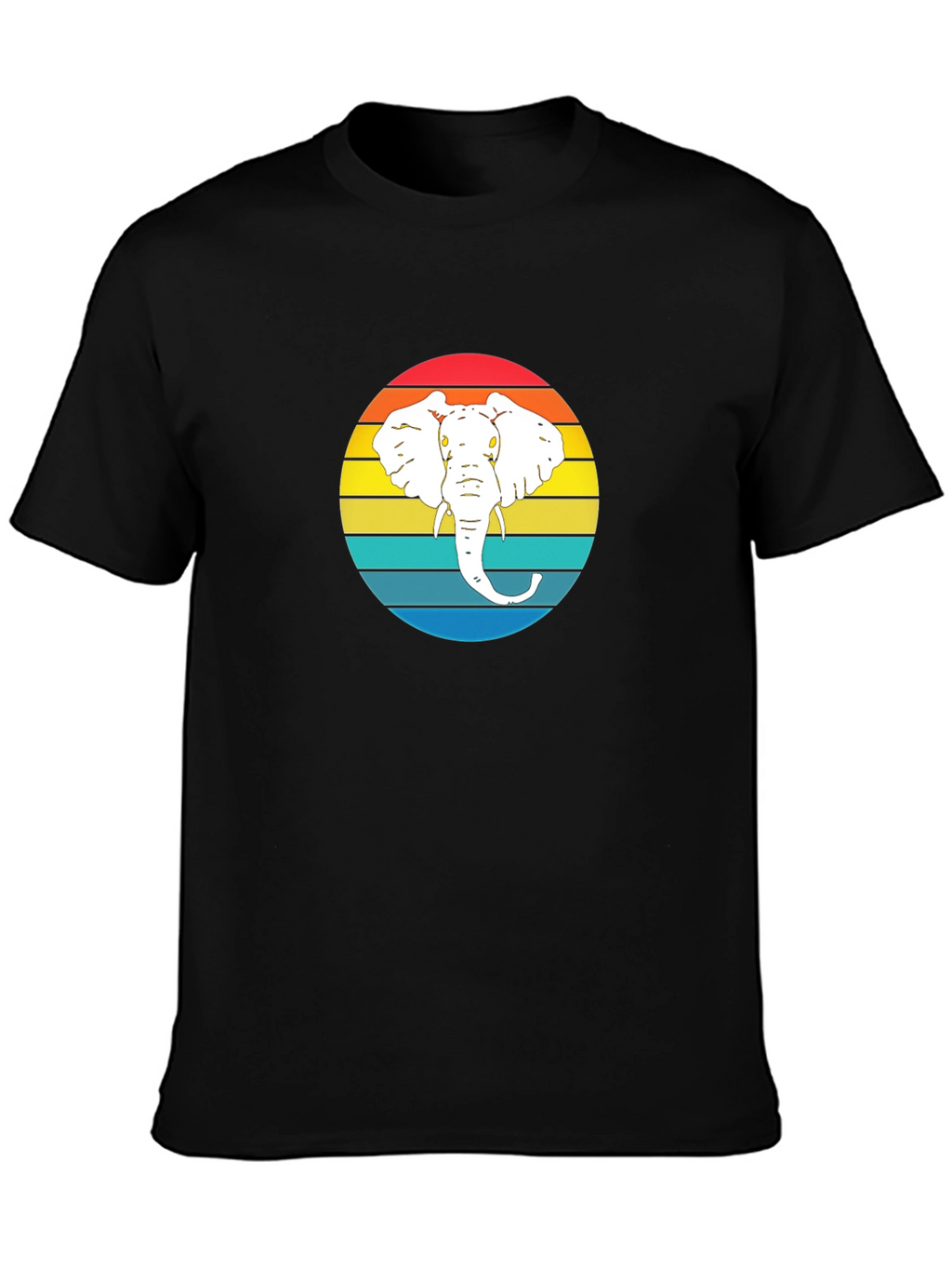 Retro Elephant Graphic Tee - Mens Black T-Shirt