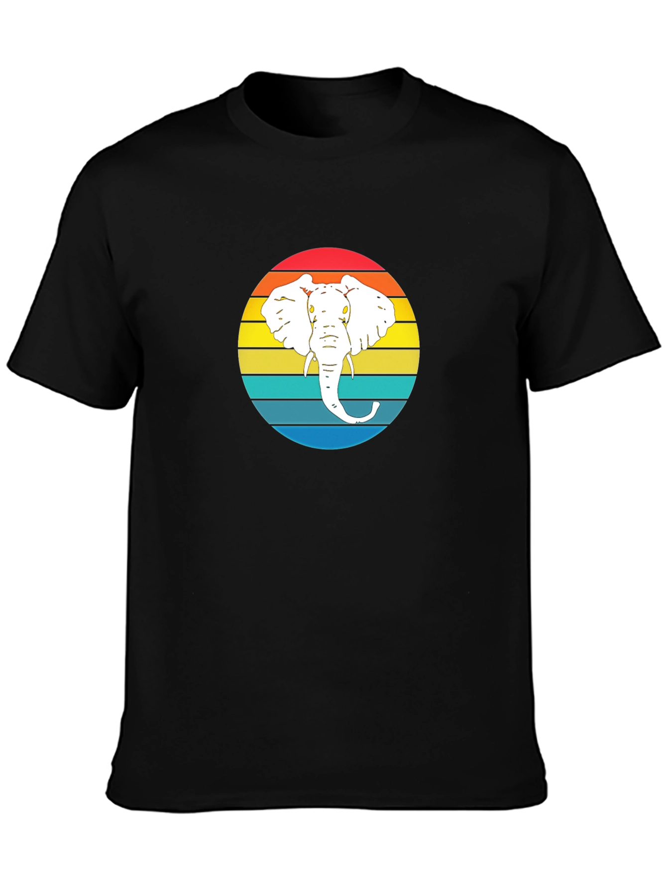 Retro Elephant Graphic Tee - Mens Black T-Shirt