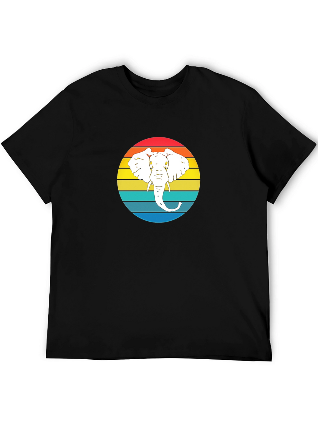 Retro Elephant Graphic Tee - Mens Black T-Shirt