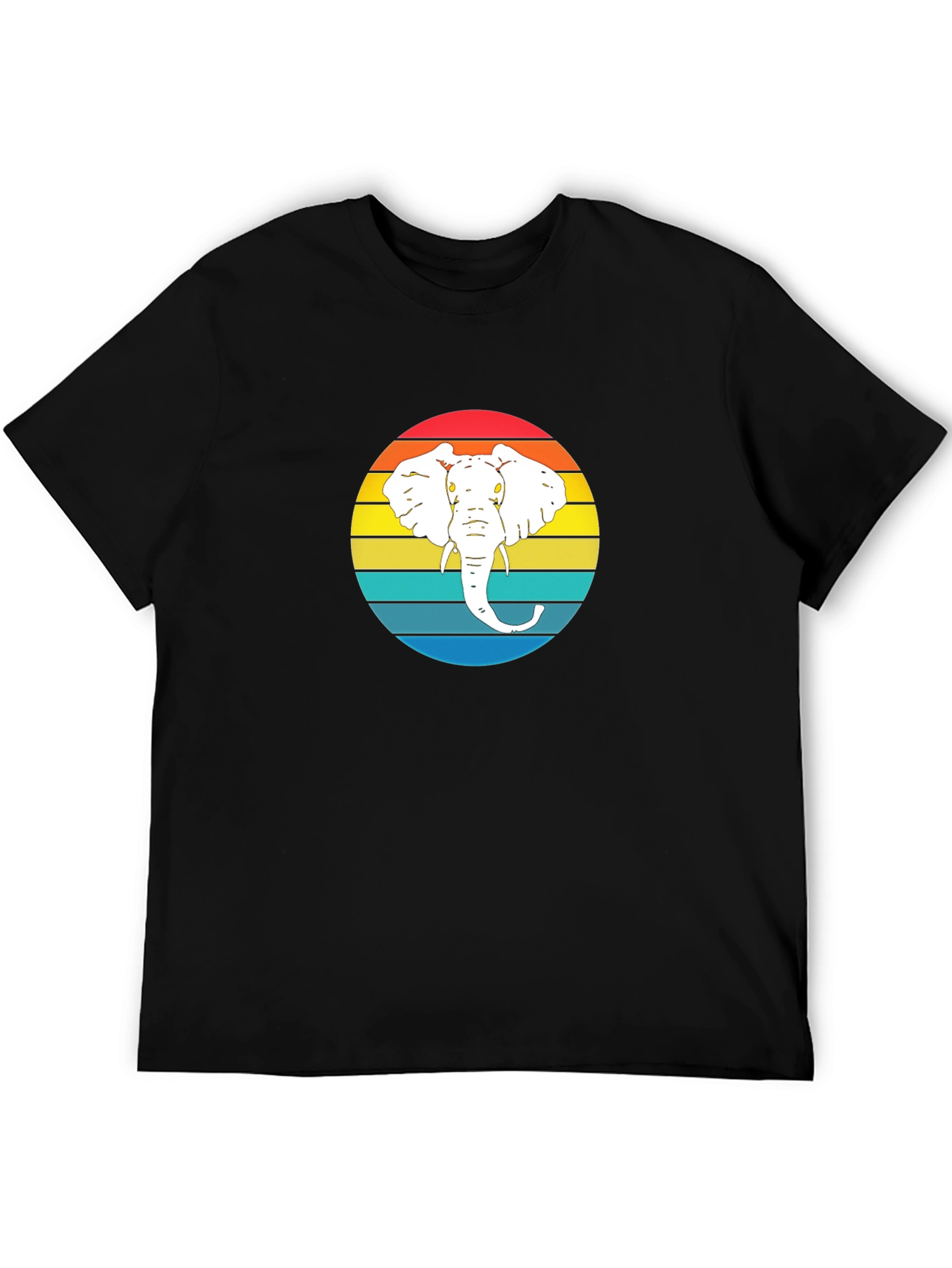 Retro Elephant Graphic Tee - Mens Black T-Shirt
