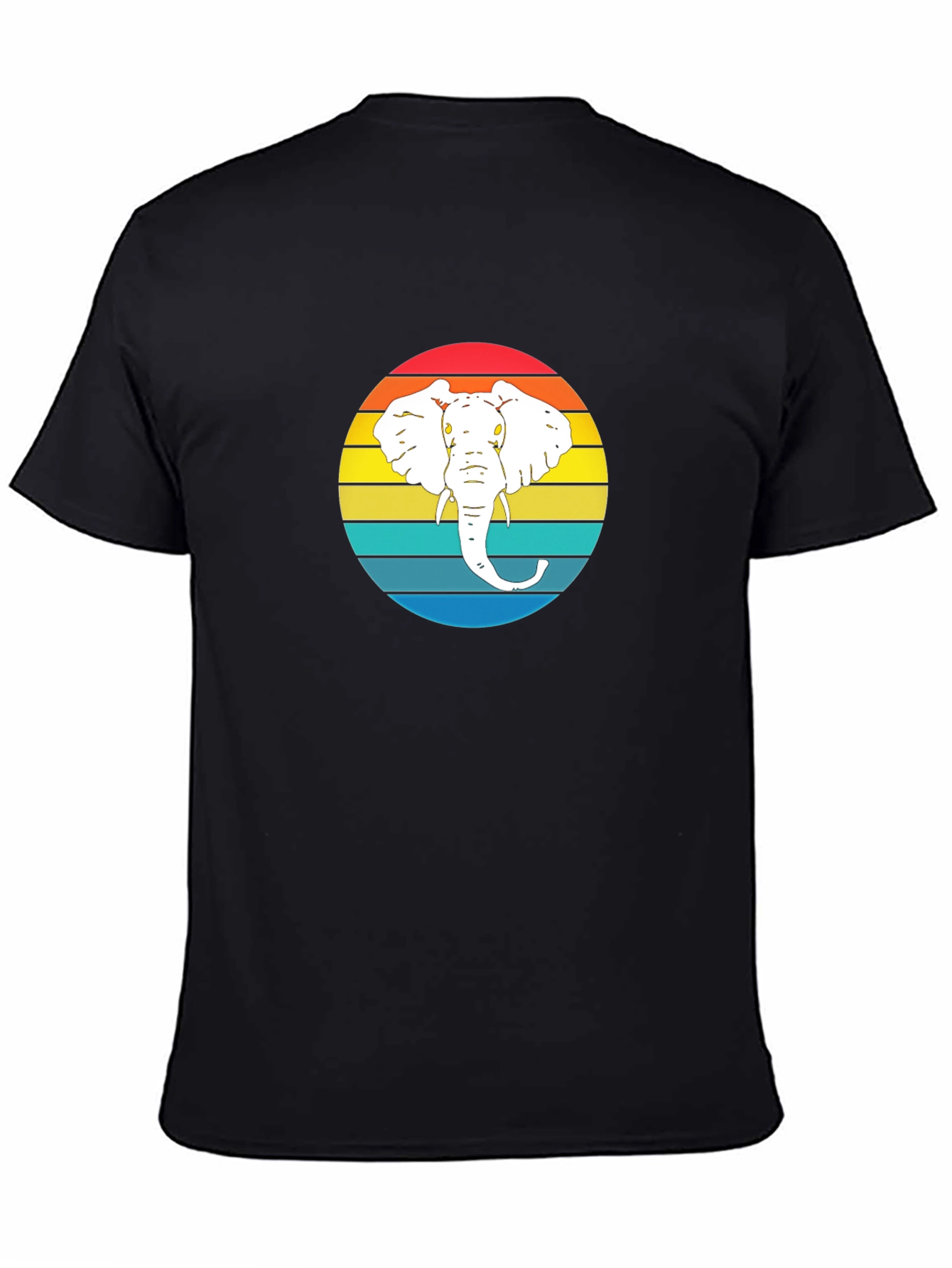 Retro Elephant Graphic Tee - Mens Black T-Shirt