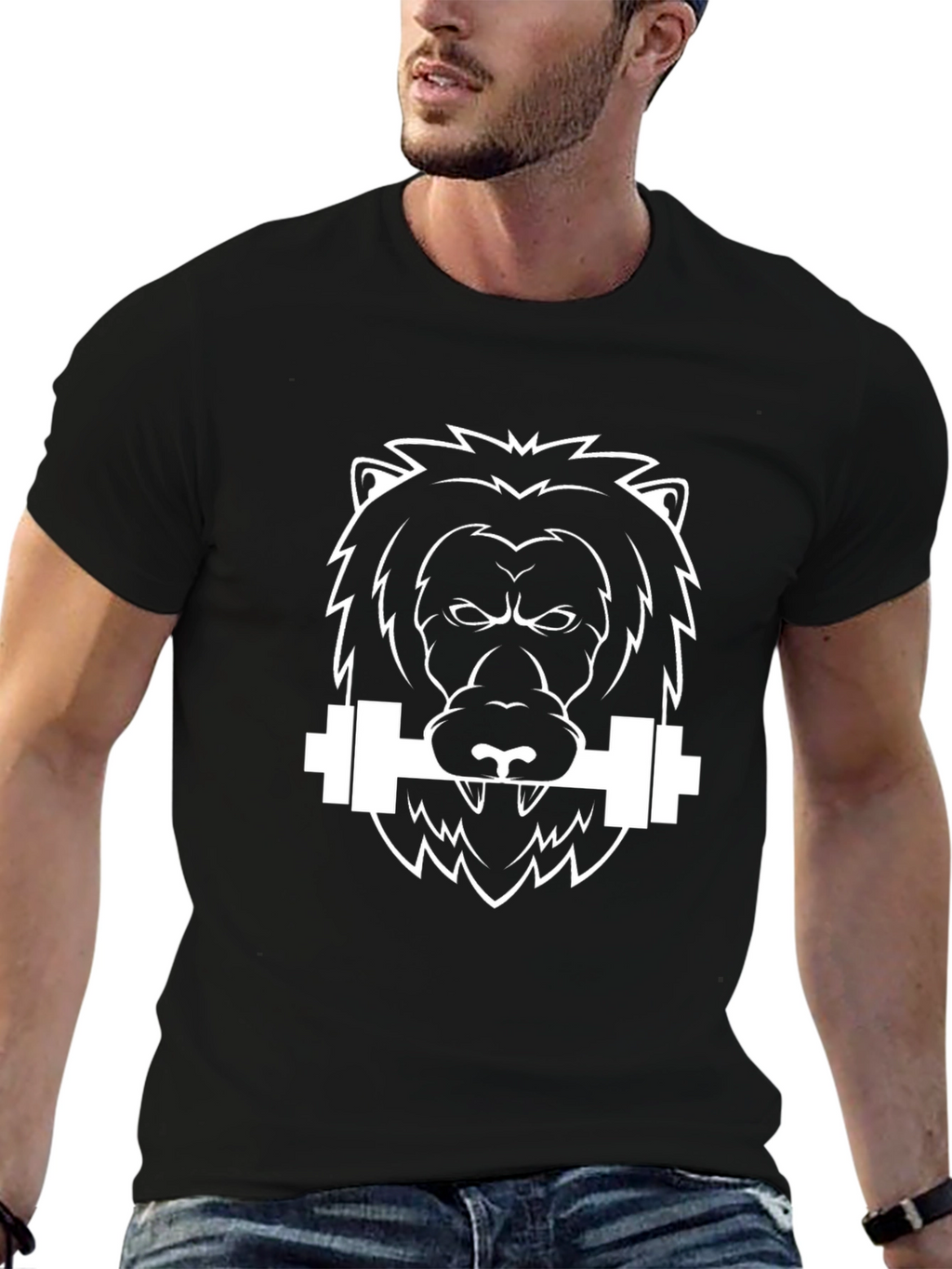 Lion Barbell T-Shirt - Black Graphic Tee