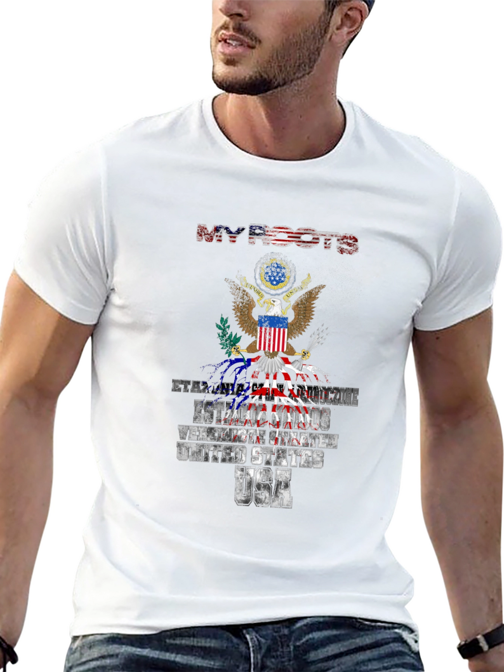 My Roots USA T-Shirt Patriotic American Flag