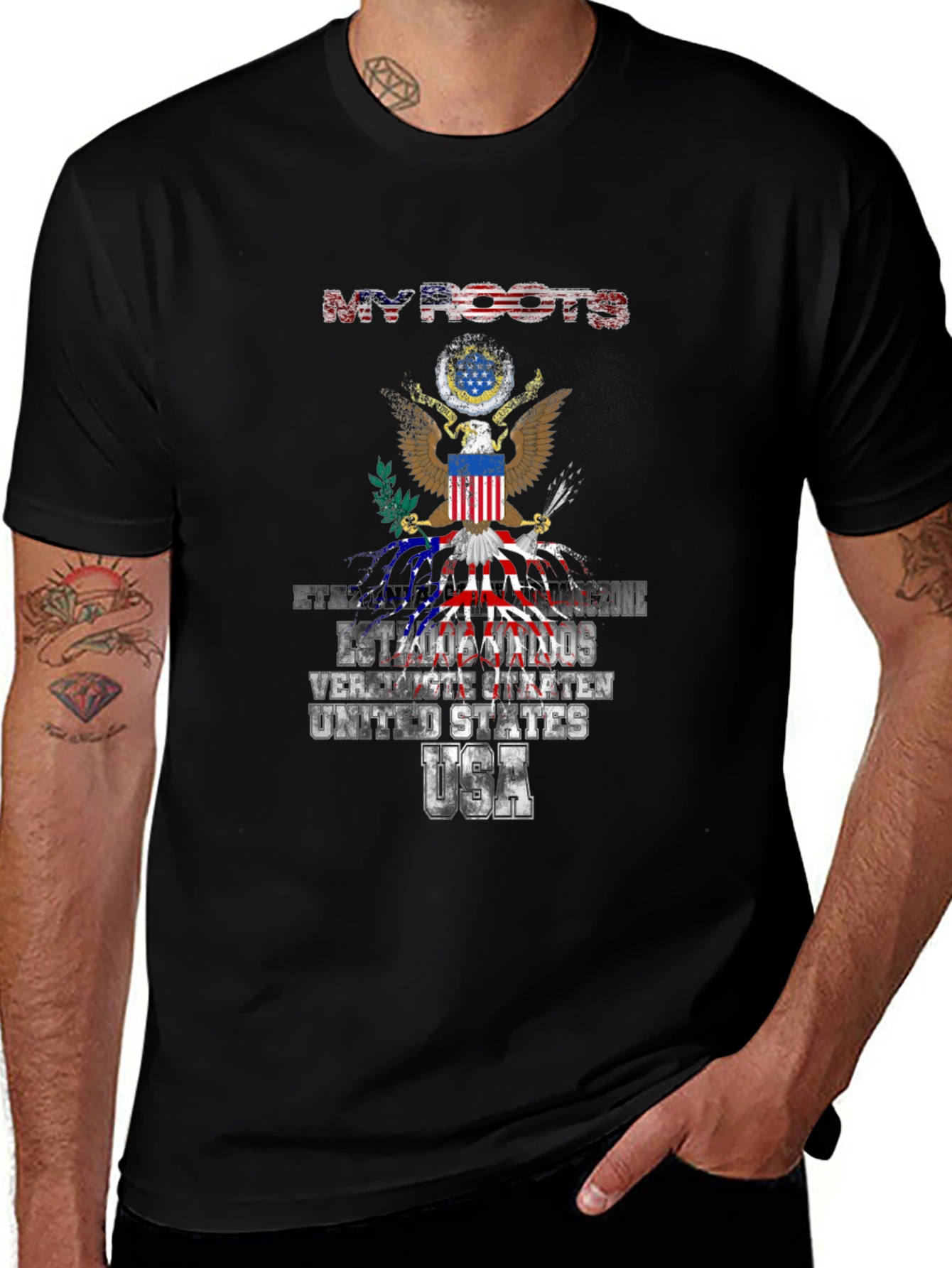 My Roots USA T-Shirt Patriotic American Flag