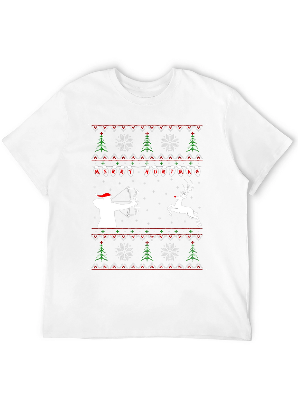 Merry Huntmas T-Shirt - Ugly Christmas Sweater Style Tee