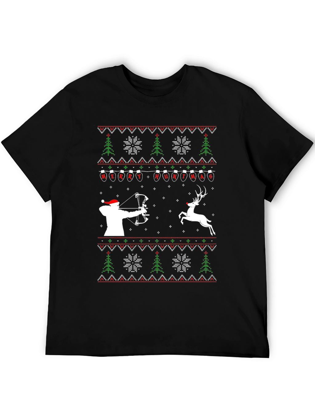 Merry Huntmas T-Shirt - Ugly Christmas Sweater Style Tee