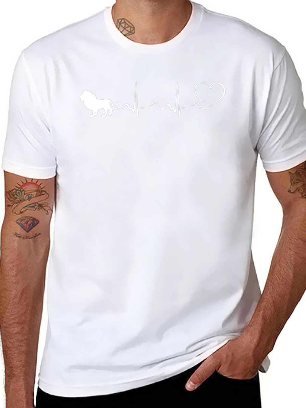 Lion Heartbeat Graphic Tee - Black