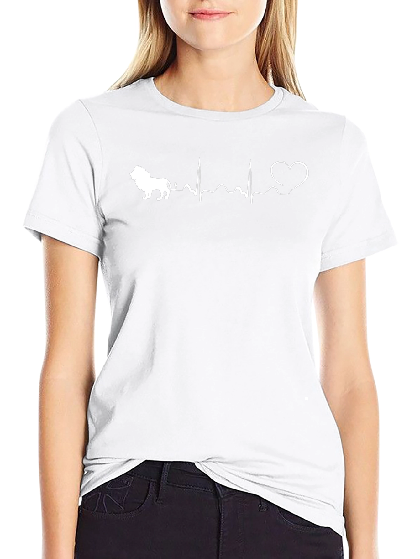 Lion Heartbeat Graphic Tee - Black
