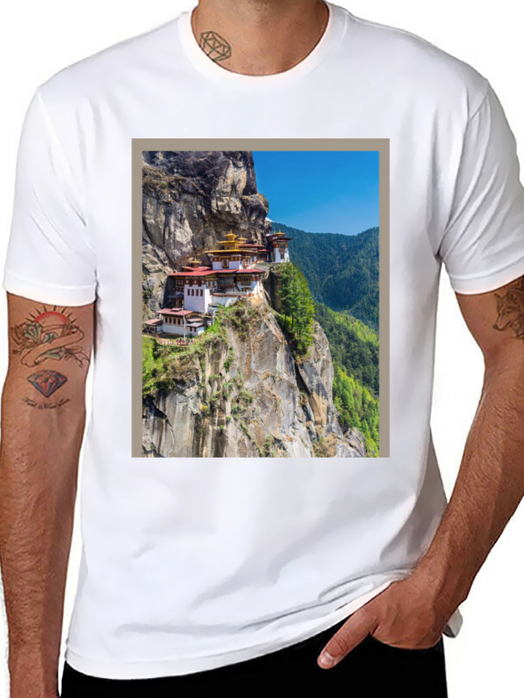 Cliffside Monastery Graphic Tee