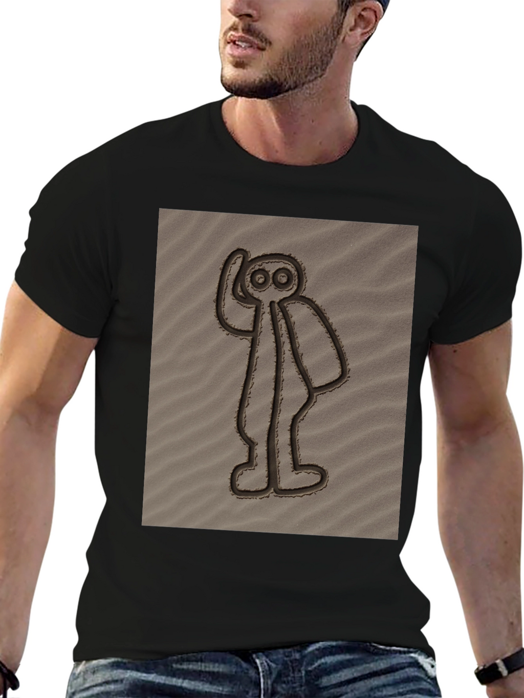 Nazca Lines Alien Black T-Shirt