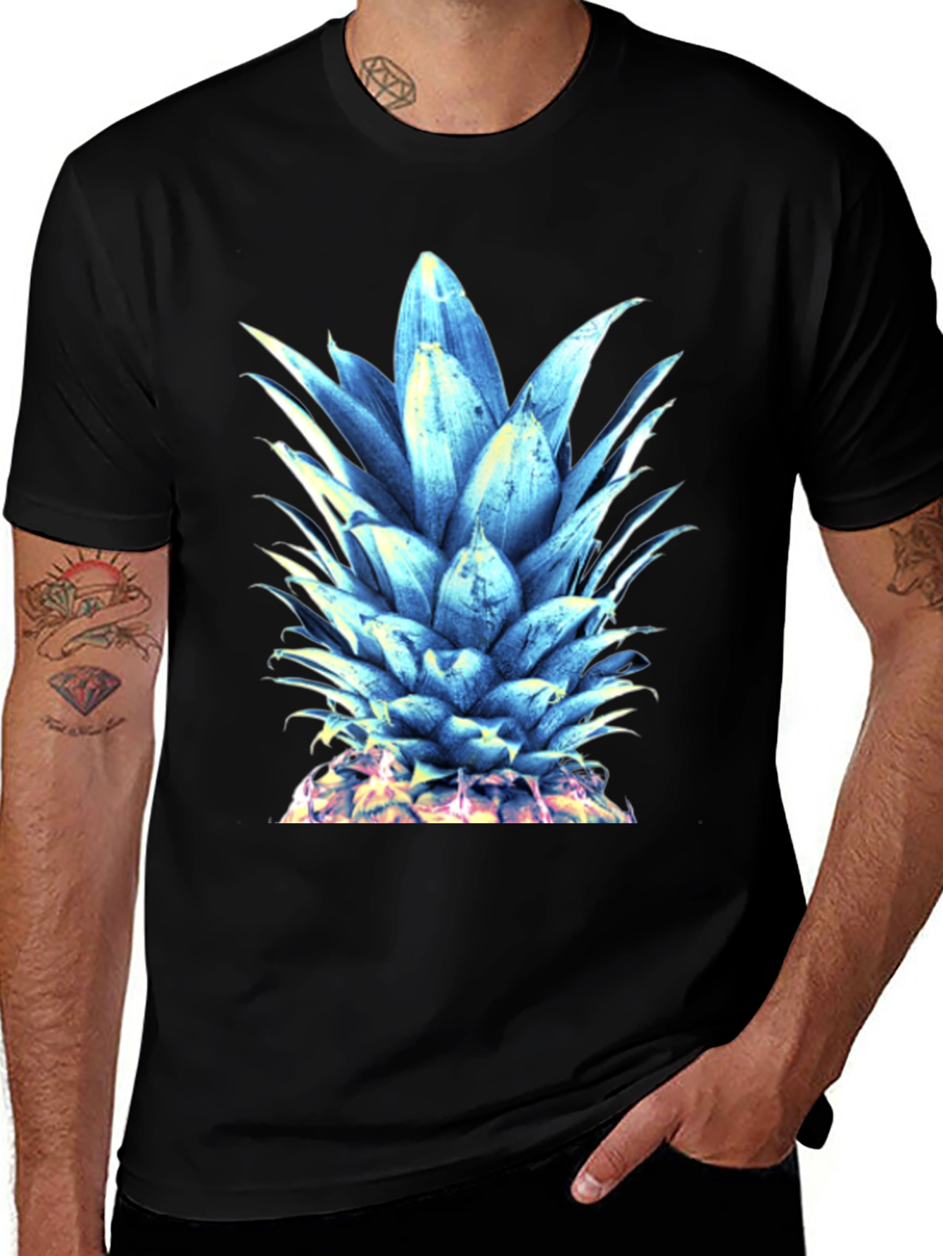 Cool Blue Pineapple Graphic T-Shirt