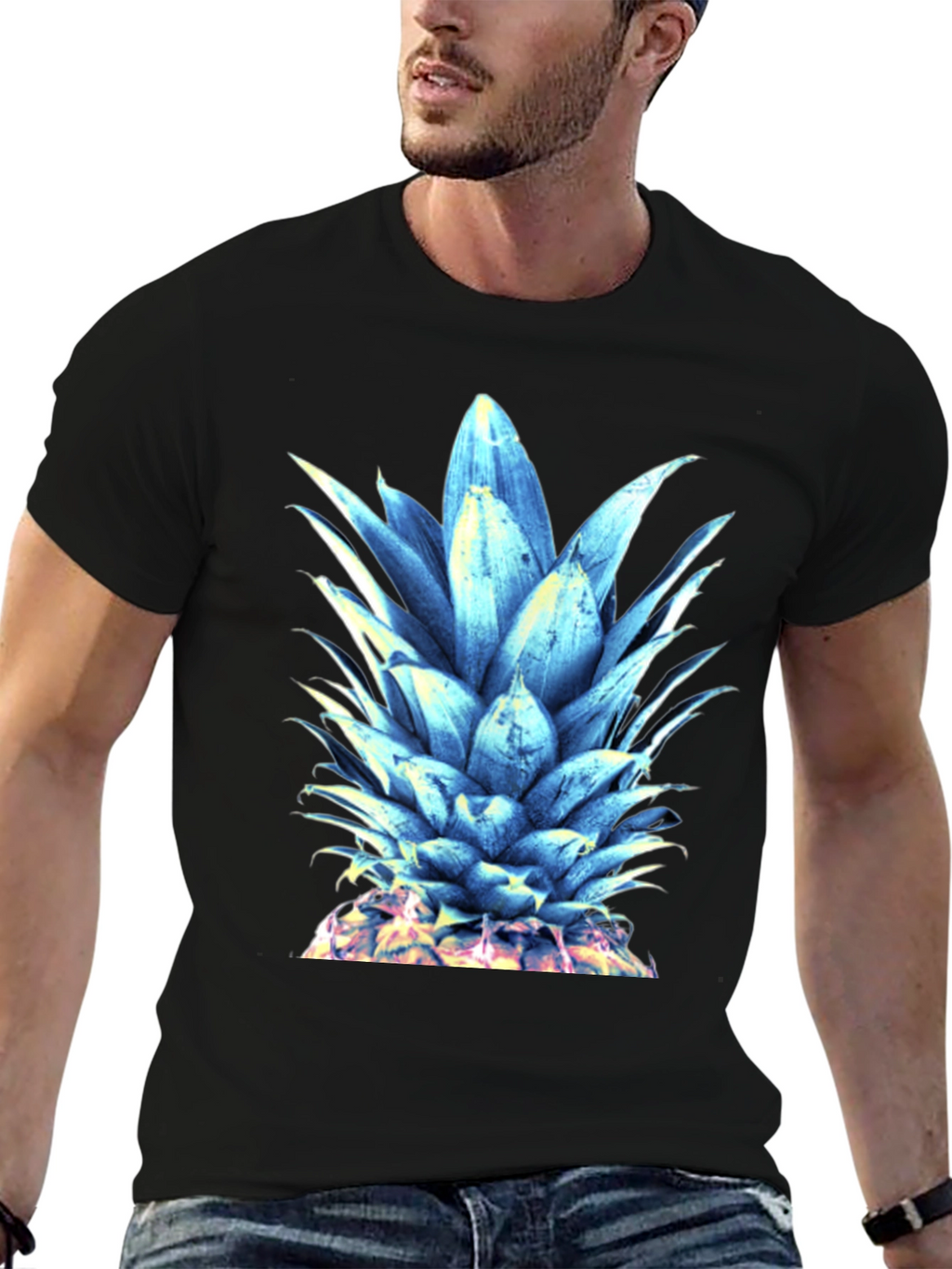 Cool Blue Pineapple Graphic T-Shirt
