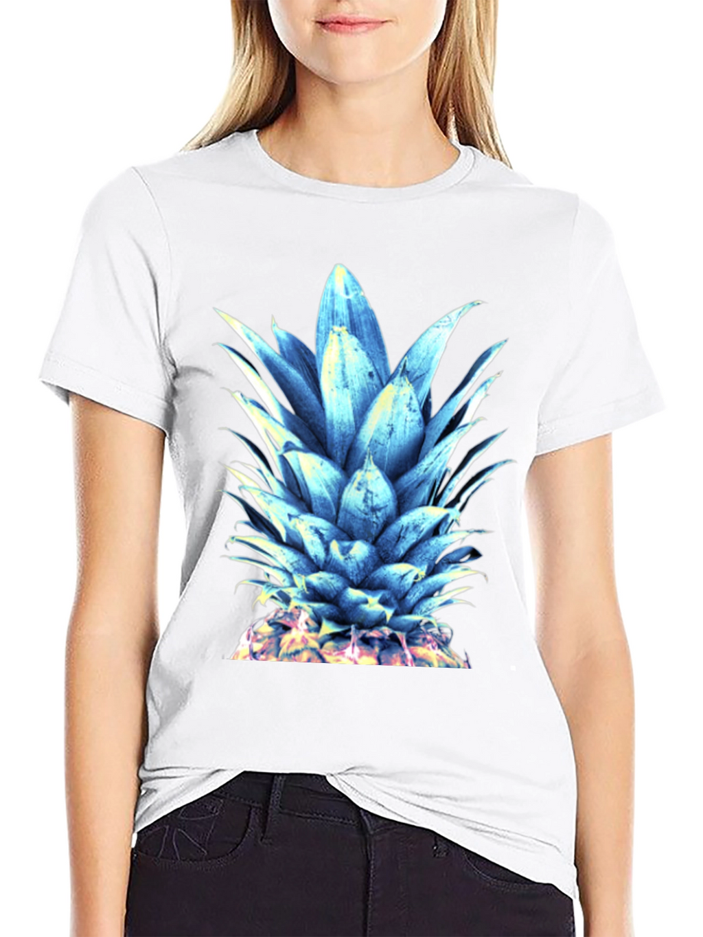 Cool Blue Pineapple Graphic T-Shirt