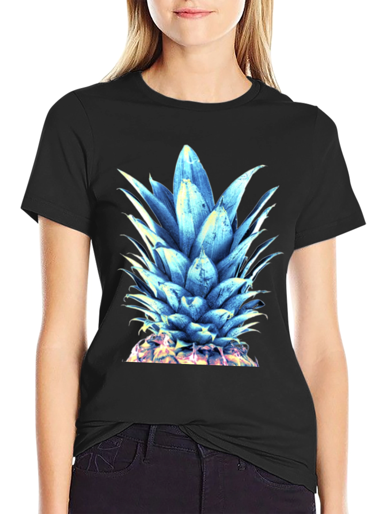 Cool Blue Pineapple Graphic T-Shirt