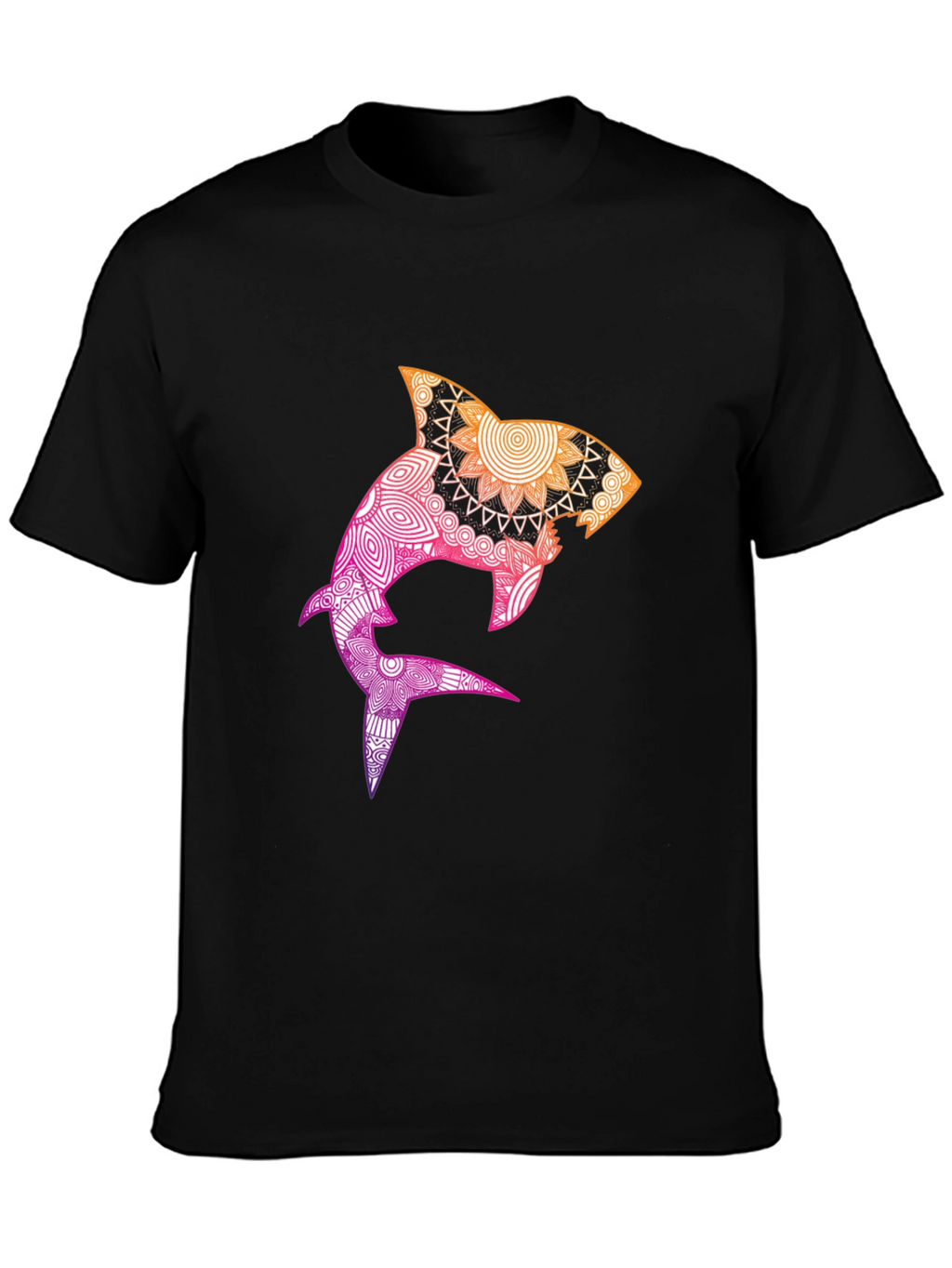 Mandala Shark Graphic Black T-Shirt