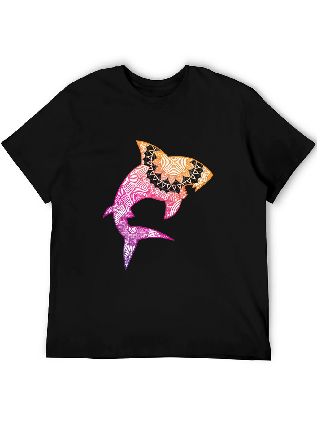 Mandala Shark Graphic Black T-Shirt
