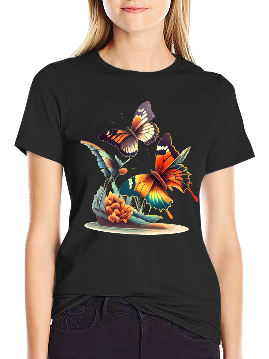 Butterfly Graphic Tee - Black Unisex T-Shirt