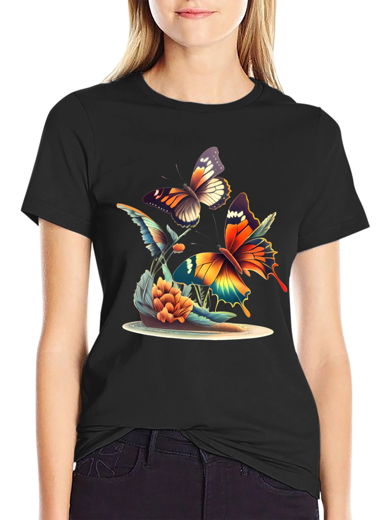 Butterfly Graphic Tee - Black Unisex T-Shirt