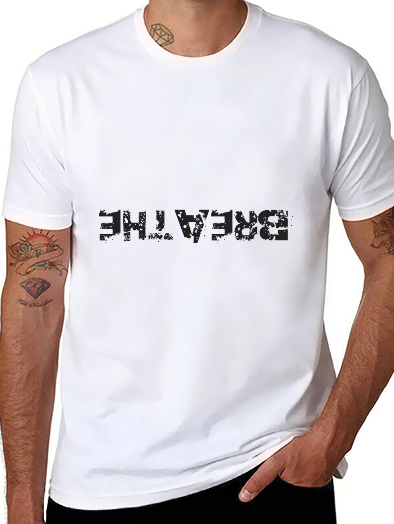 Mens Breathe Graphic Tee - Black Comfort Fit