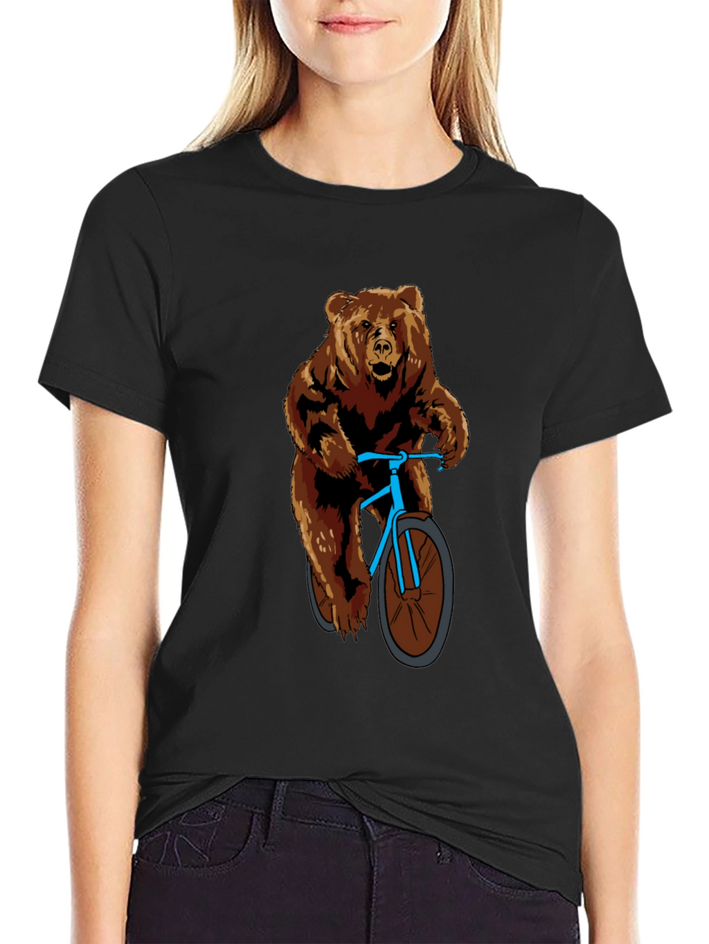 Bear on Bike Graphic T-Shirt - Cool Animal Tee