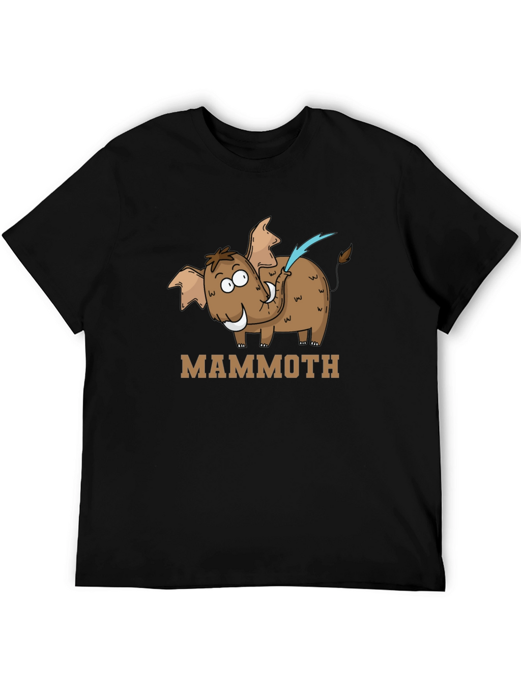 Mammoth Cartoon Graphic Black T-Shirt