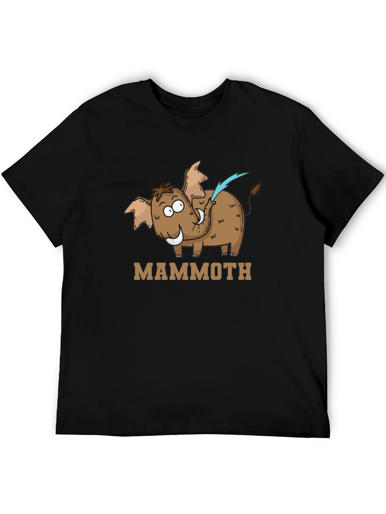 Mammoth Cartoon Graphic Black T-Shirt