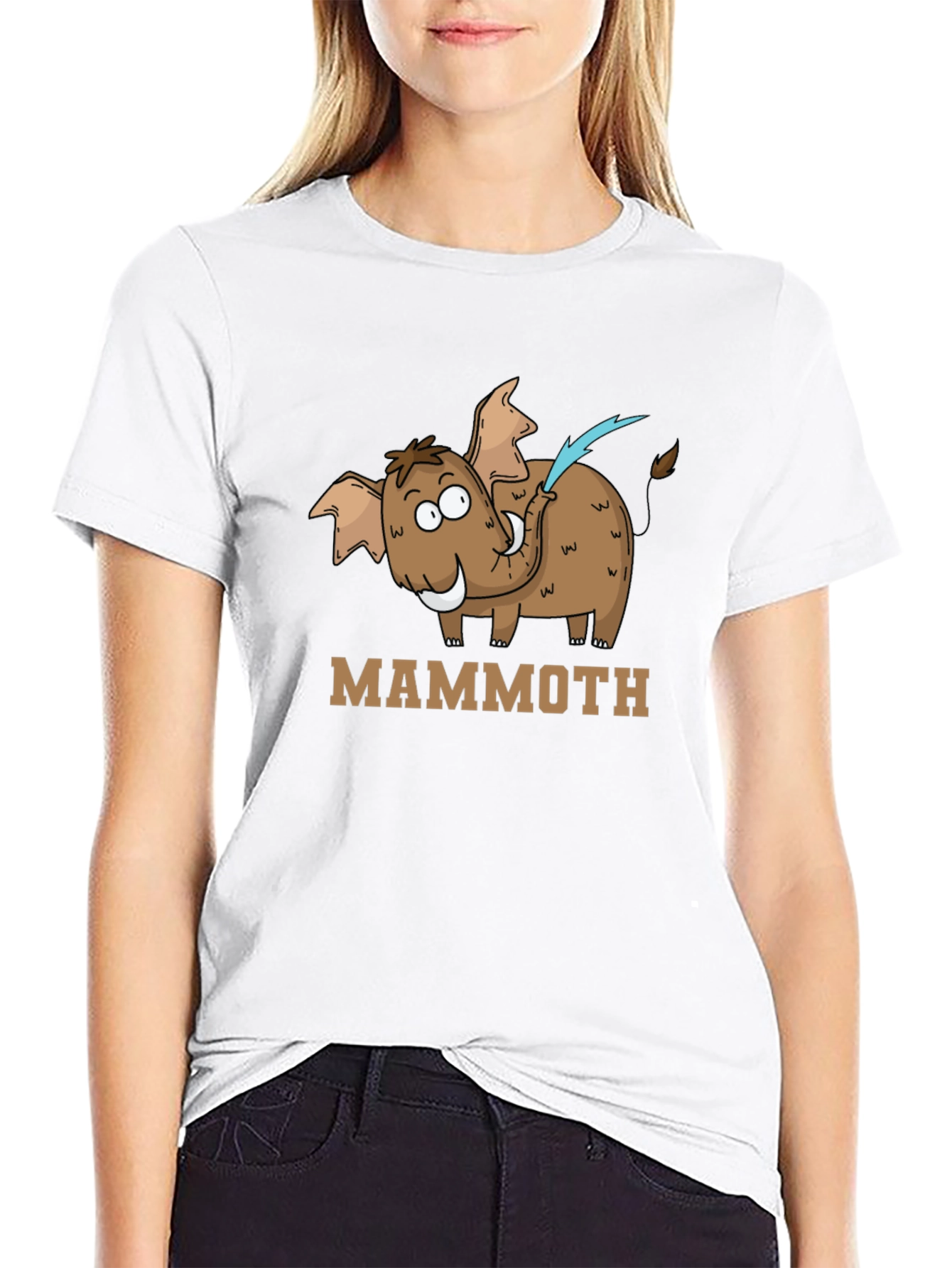 Mammoth Cartoon Graphic Black T-Shirt