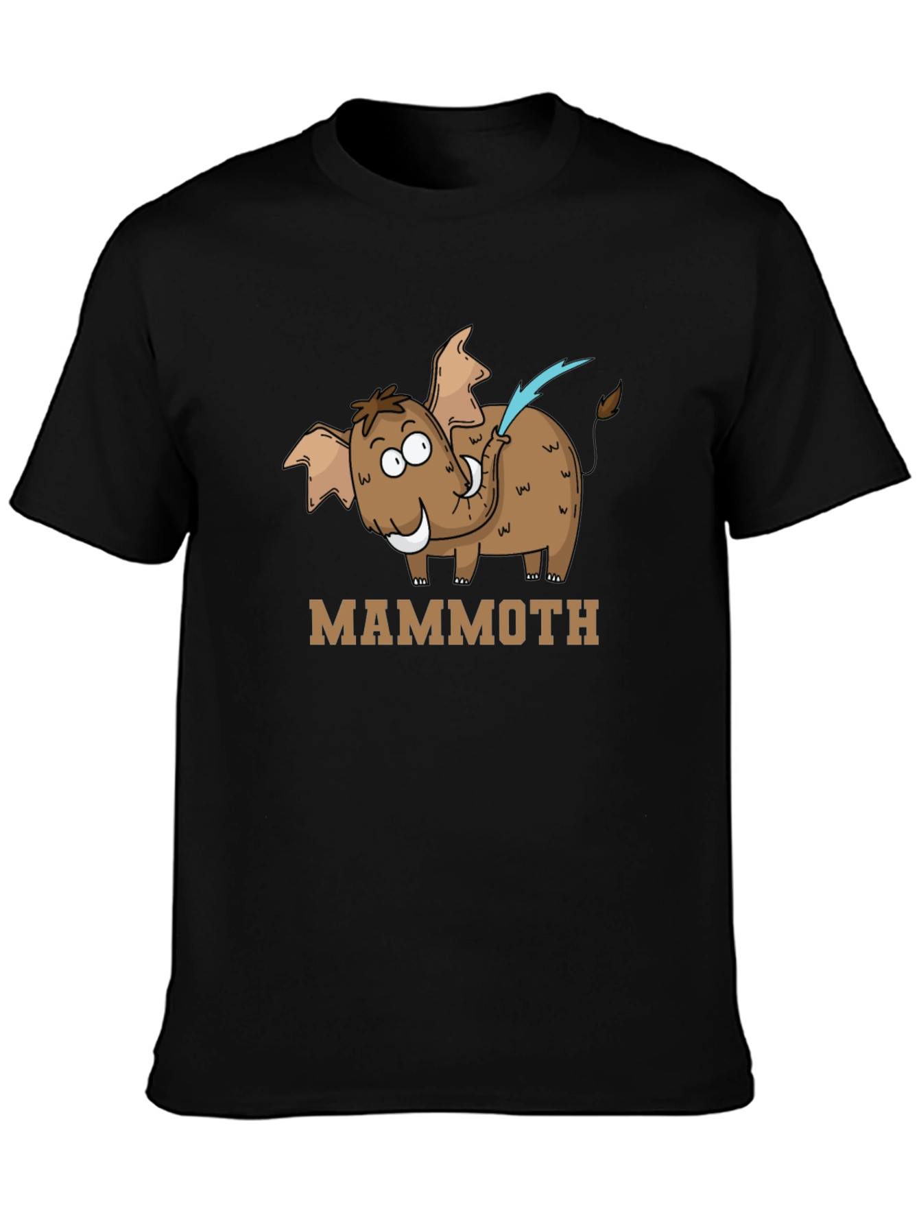 Mammoth Cartoon Graphic Black T-Shirt