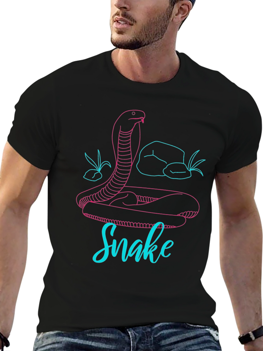 Snake Graphic Tee - Modern Line Art Design