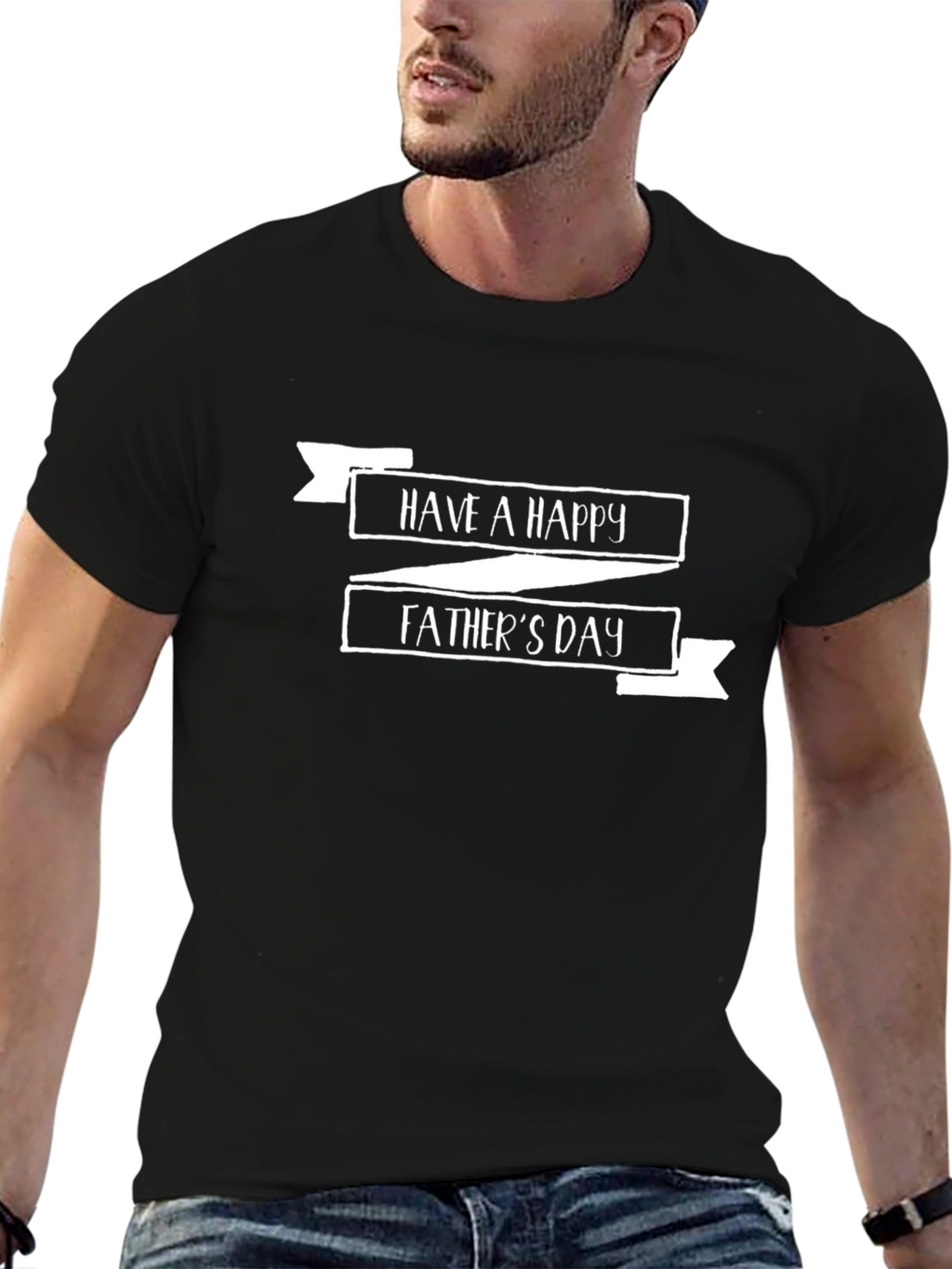 Happy Fathers Day Black Graphic Tee