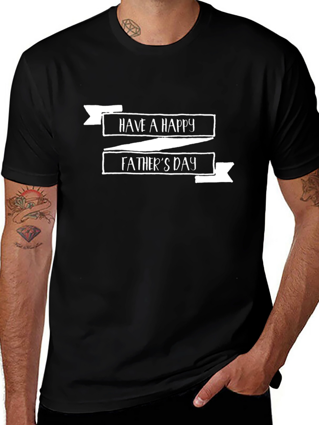 Happy Fathers Day Black Graphic Tee