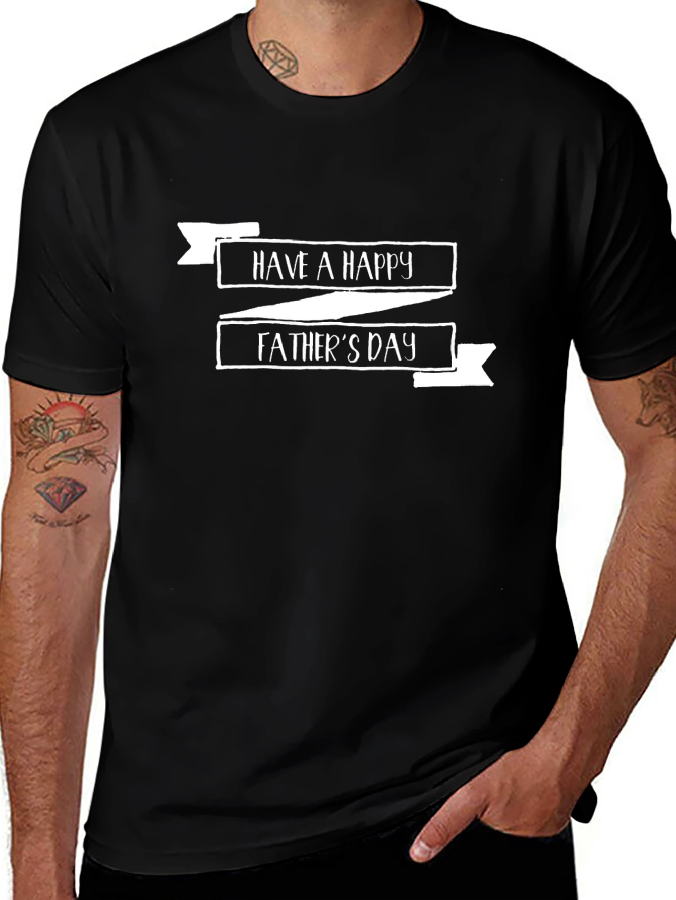 Happy Fathers Day Black Graphic Tee