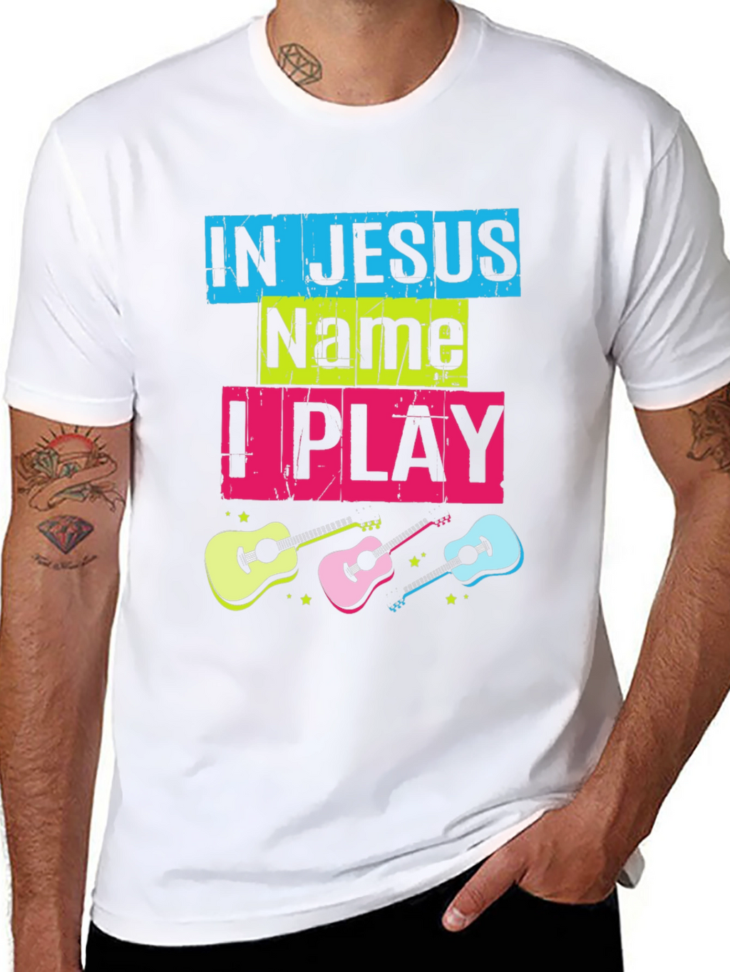 In Jesus Name I Play Guitar T-Shirt