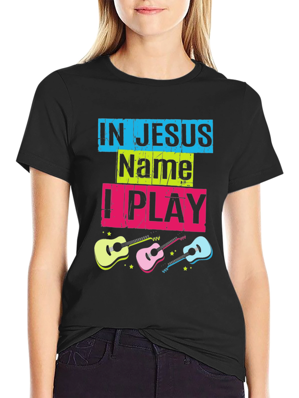 In Jesus Name I Play Guitar T-Shirt