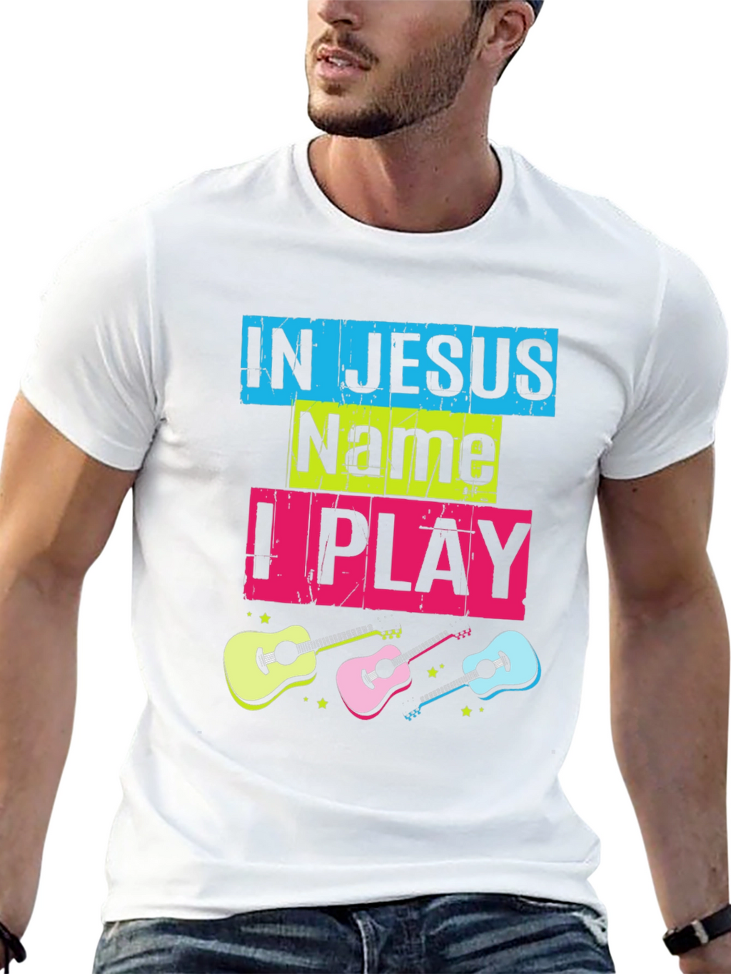 In Jesus Name I Play Guitar T-Shirt