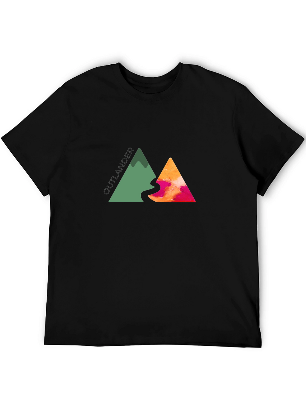 Outlander Mountain Graphic Tee - Black Cotton Blend