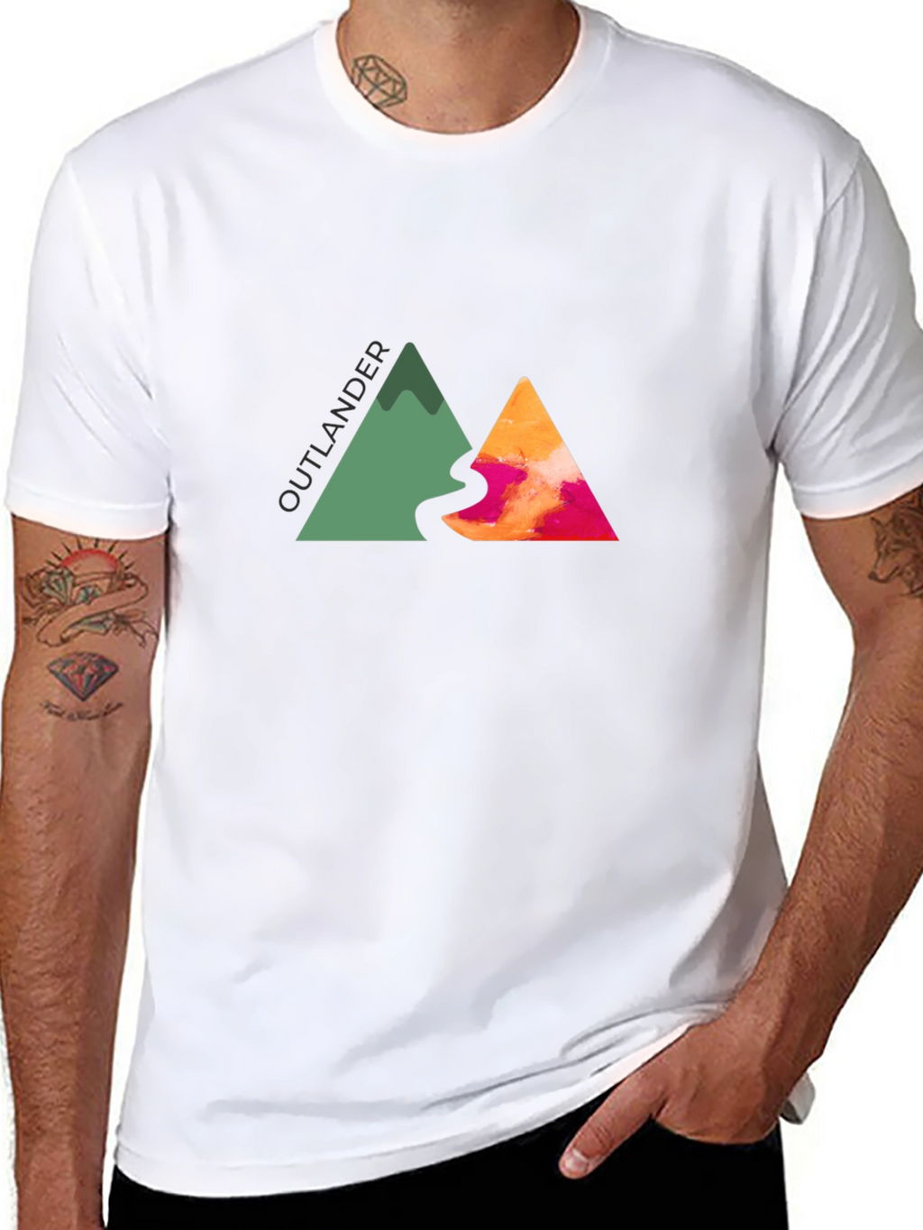 Outlander Mountain Graphic Tee - Black Cotton Blend