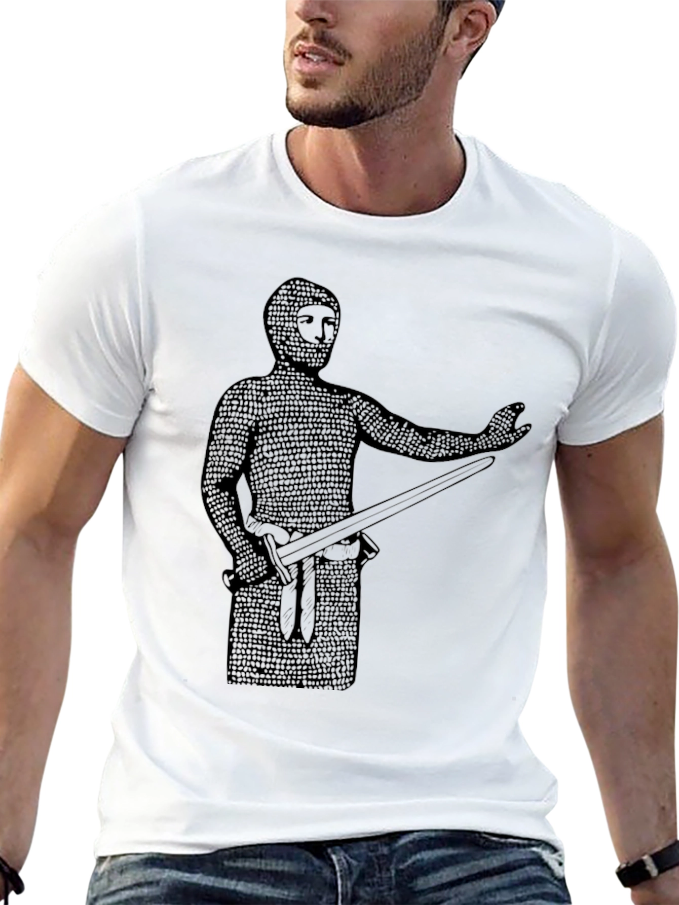 Medieval Knight Graphic T-Shirt - Chainmail Warrior Tee