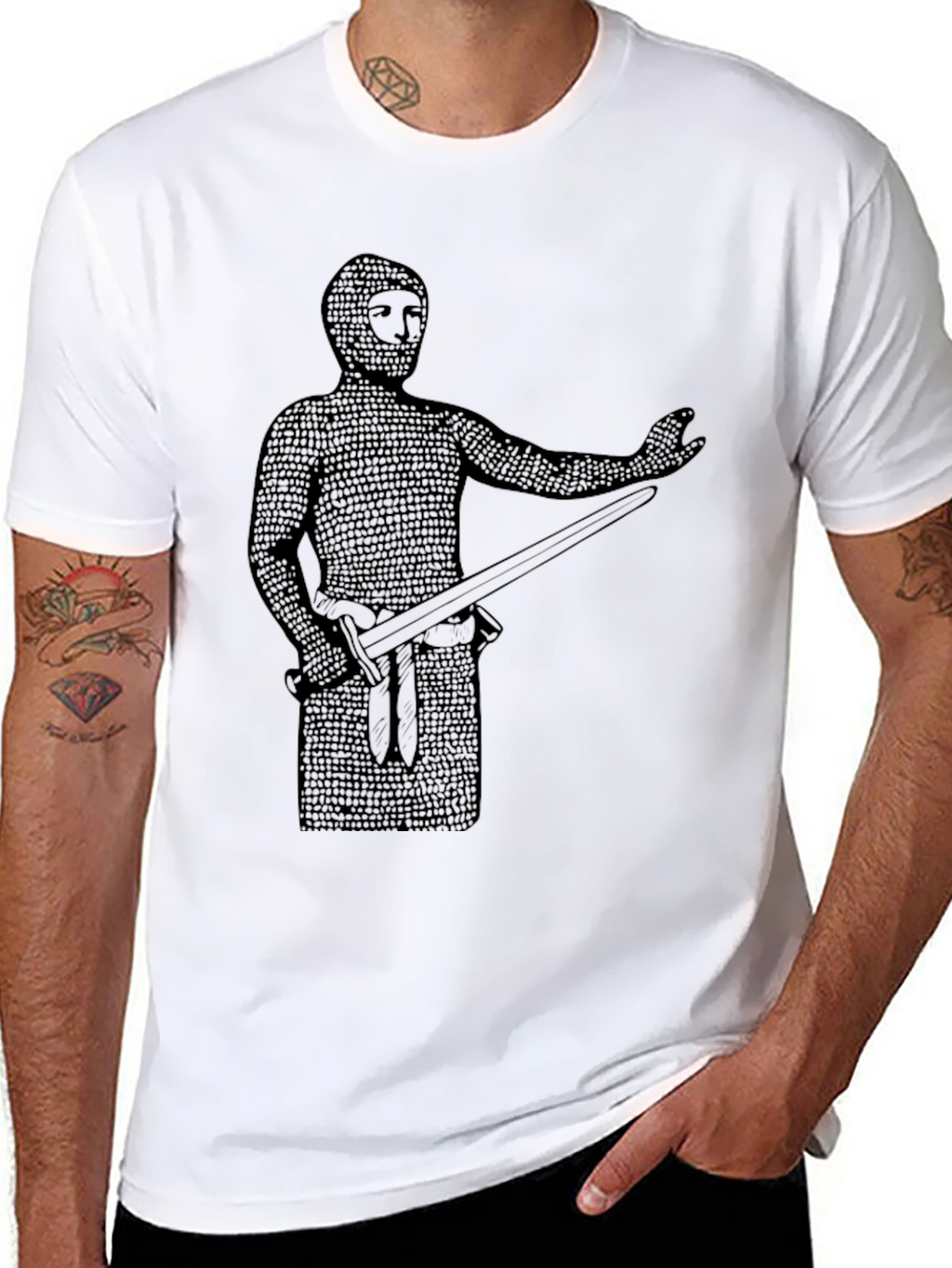 Medieval Knight Graphic T-Shirt - Chainmail Warrior Tee