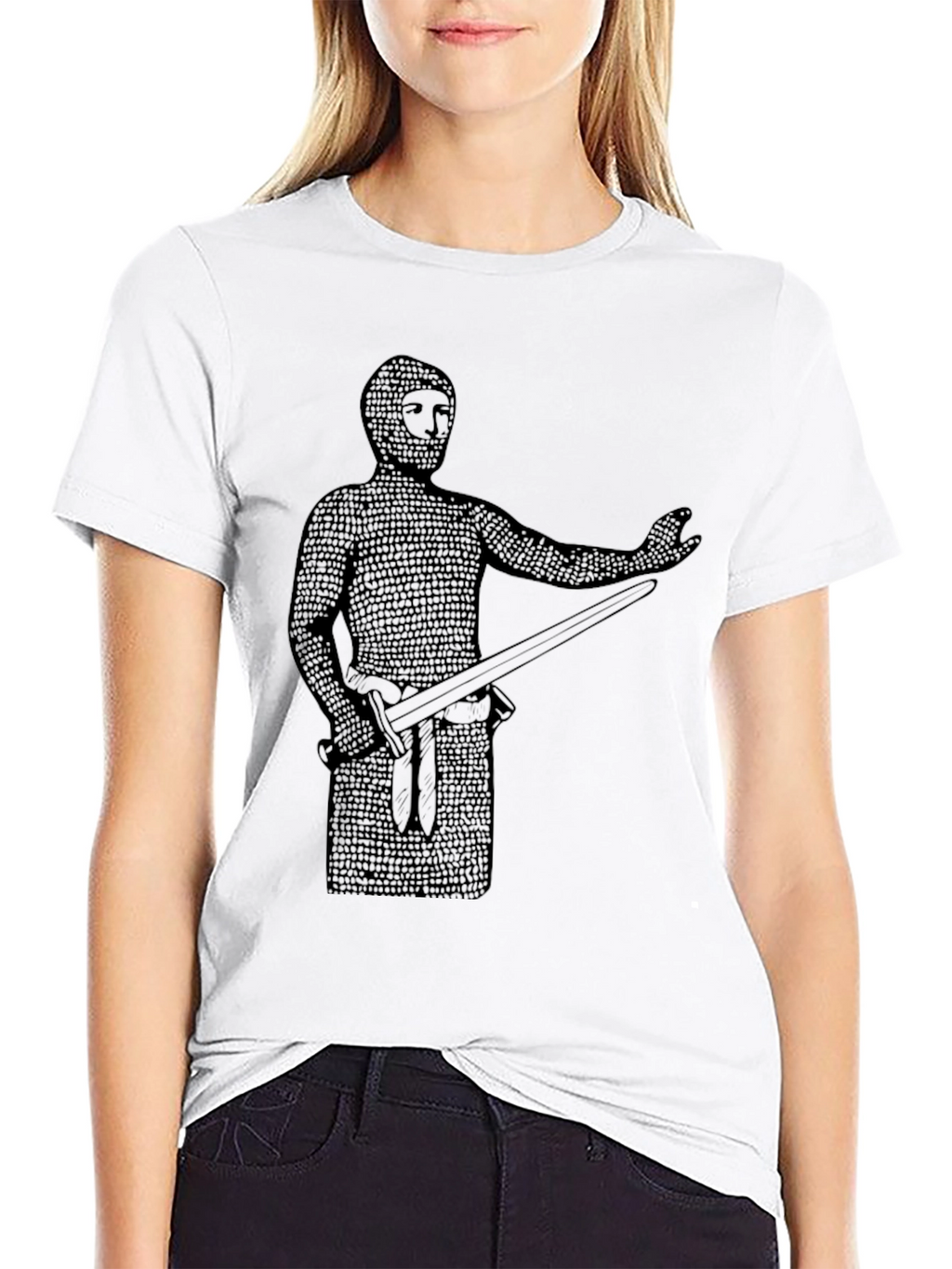 Medieval Knight Graphic T-Shirt - Chainmail Warrior Tee