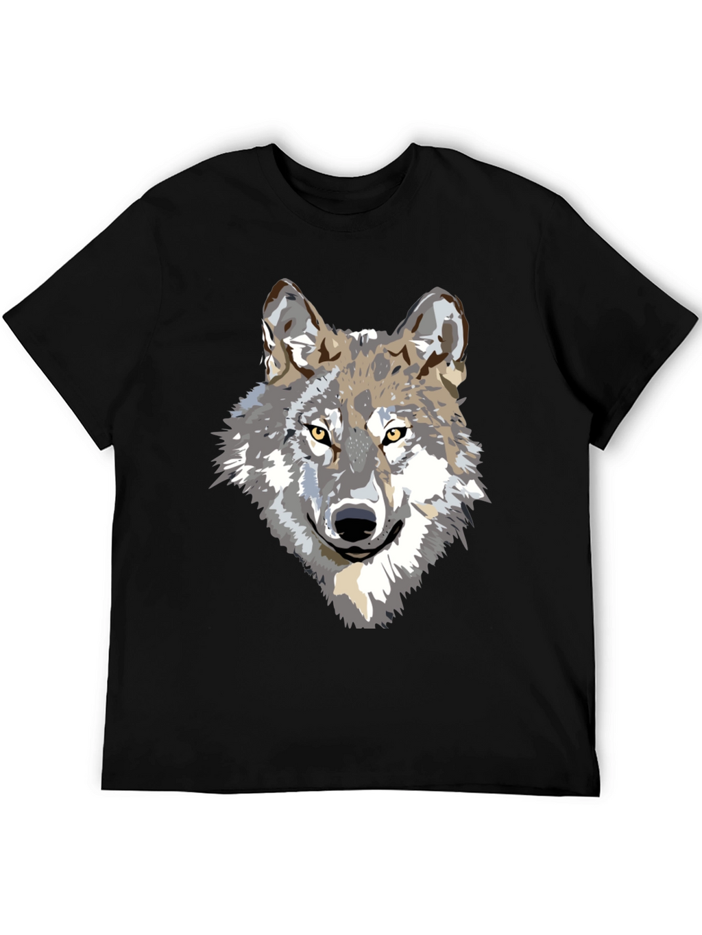 Cool Wolf Graphic Print Mens Black T-Shirt